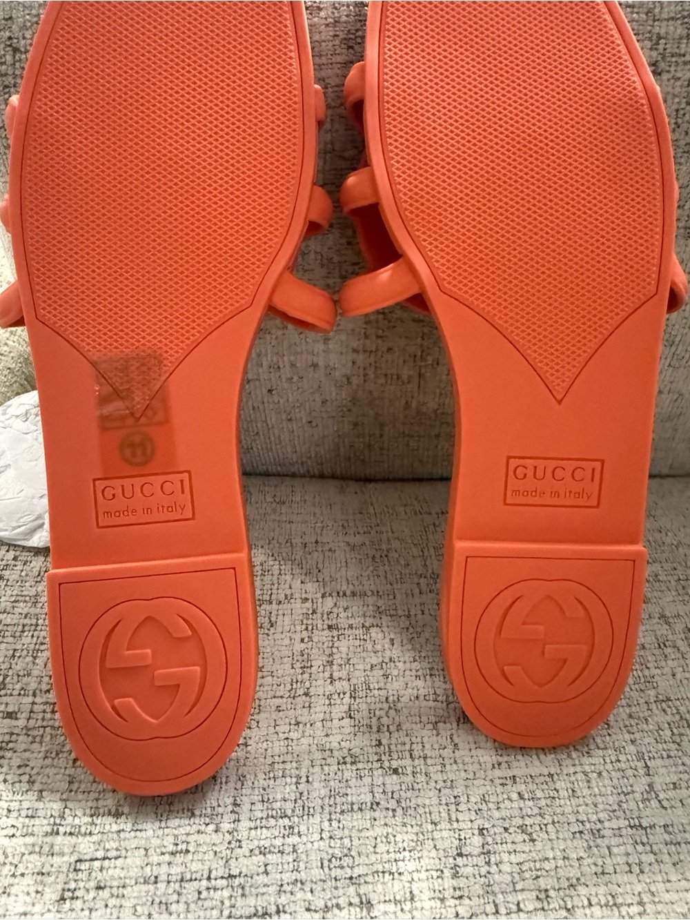 Gucci Orange Interlocking GG Slide Sandals - Picture 3 of 4